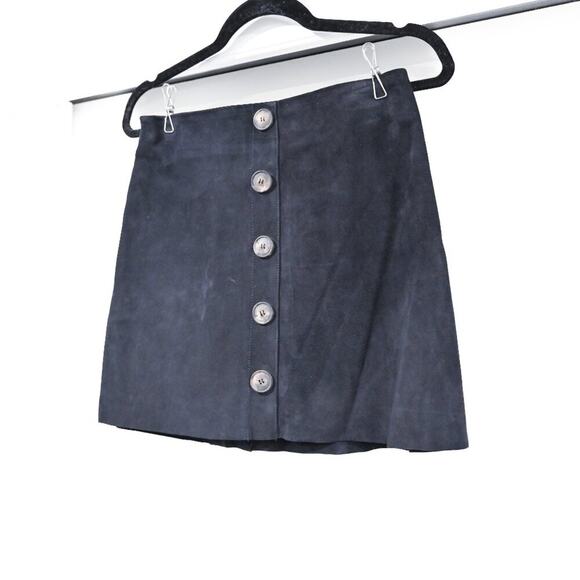 Reformation X Veda Suede Leather Black Small Mini Skirt - Picture 3 of 10